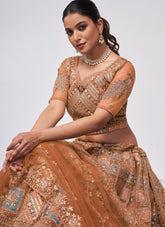 Orange Colour Wedding Wear Lehenga Choli Looking Appealing